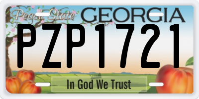 GA license plate PZP1721