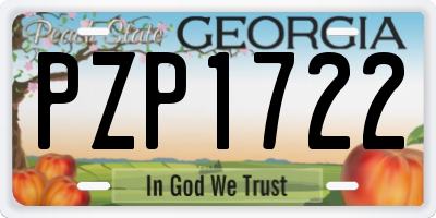 GA license plate PZP1722