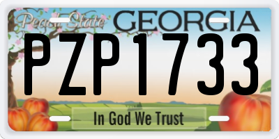 GA license plate PZP1733