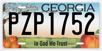 GA license plate PZP1752
