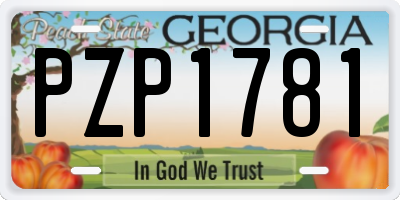GA license plate PZP1781