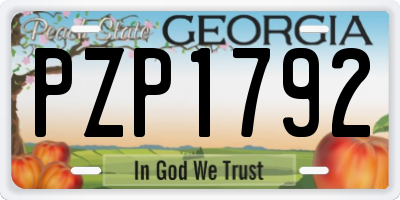 GA license plate PZP1792