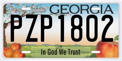 GA license plate PZP1802