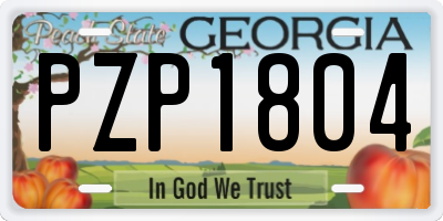 GA license plate PZP1804