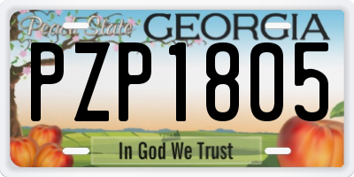 GA license plate PZP1805