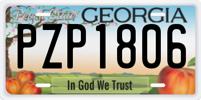 GA license plate PZP1806