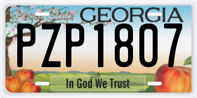GA license plate PZP1807