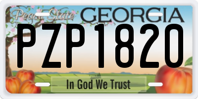 GA license plate PZP1820