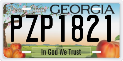 GA license plate PZP1821
