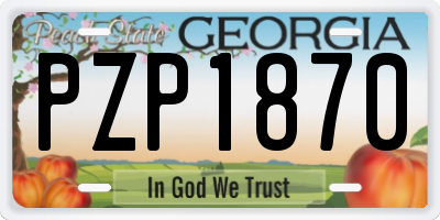 GA license plate PZP1870