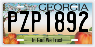 GA license plate PZP1892