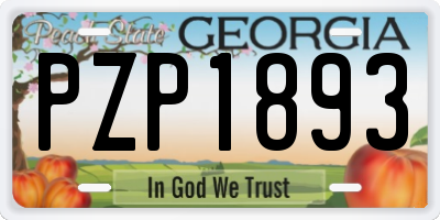 GA license plate PZP1893