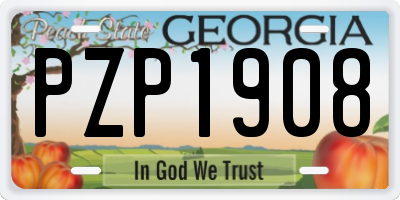 GA license plate PZP1908