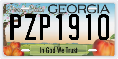 GA license plate PZP1910