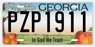 GA license plate PZP1911