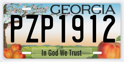 GA license plate PZP1912