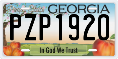 GA license plate PZP1920