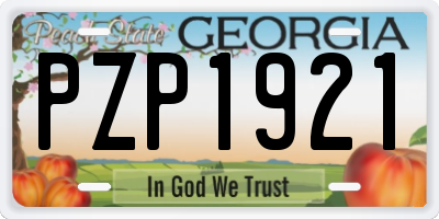 GA license plate PZP1921