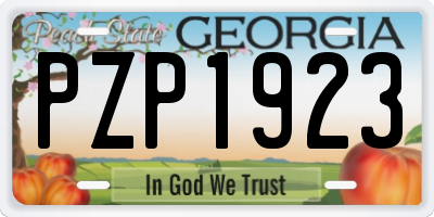GA license plate PZP1923