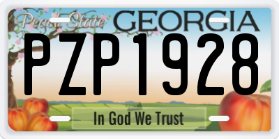 GA license plate PZP1928