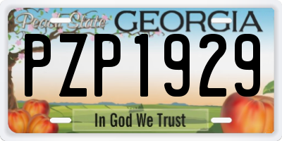 GA license plate PZP1929