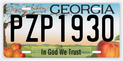 GA license plate PZP1930
