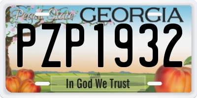 GA license plate PZP1932