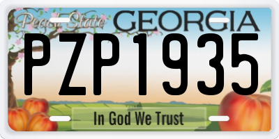 GA license plate PZP1935