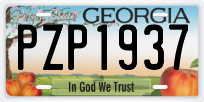 GA license plate PZP1937