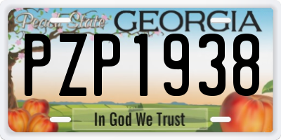 GA license plate PZP1938