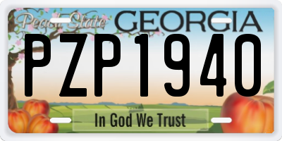 GA license plate PZP1940