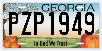 GA license plate PZP1949