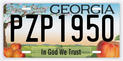 GA license plate PZP1950