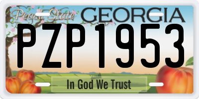 GA license plate PZP1953