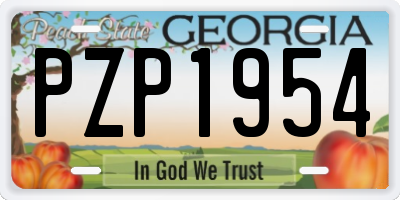 GA license plate PZP1954