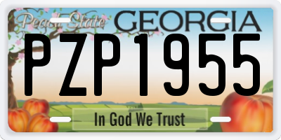 GA license plate PZP1955