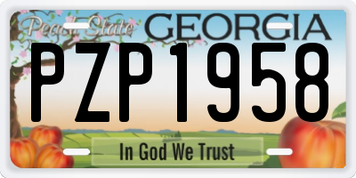 GA license plate PZP1958