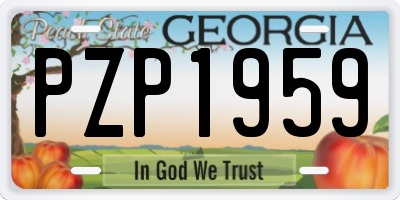 GA license plate PZP1959