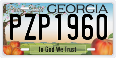 GA license plate PZP1960
