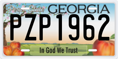 GA license plate PZP1962