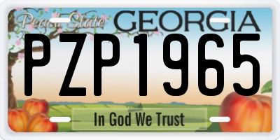 GA license plate PZP1965