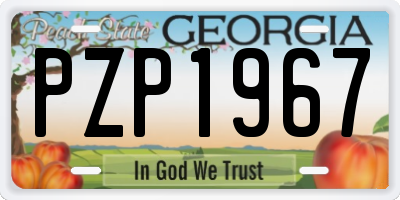GA license plate PZP1967
