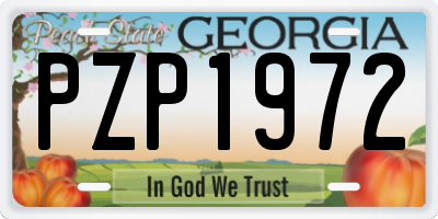 GA license plate PZP1972