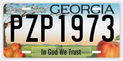 GA license plate PZP1973