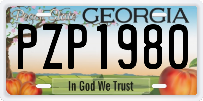 GA license plate PZP1980