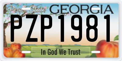 GA license plate PZP1981