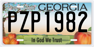 GA license plate PZP1982