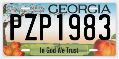 GA license plate PZP1983