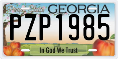 GA license plate PZP1985