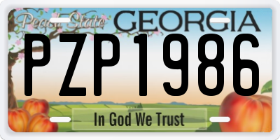 GA license plate PZP1986
